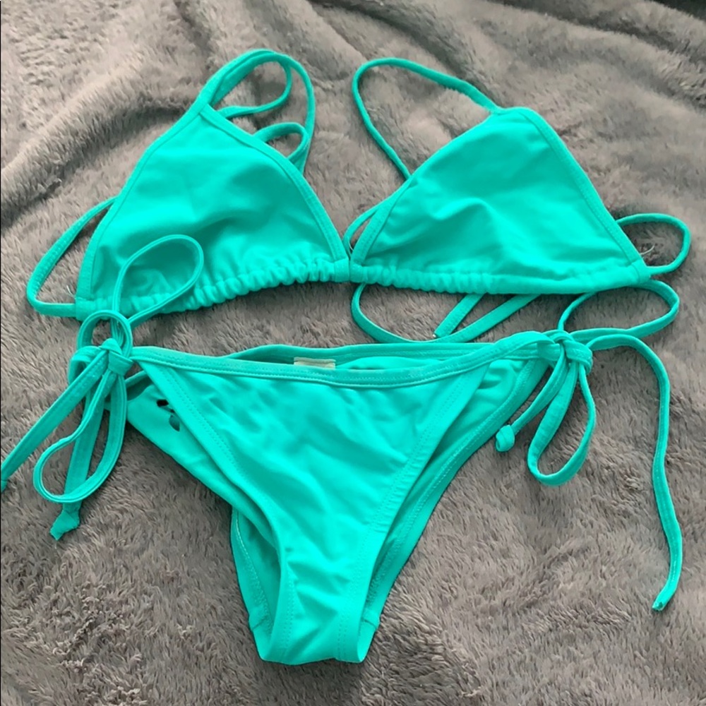 Bikini with sea turtle cut out for tan line